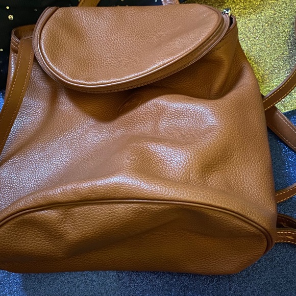 LONGCHAMP VINTAGE CAMEL TAN GENUINE LEATHER Backpack GORG RARE LUX $ FIRM - Picture 9 of 16